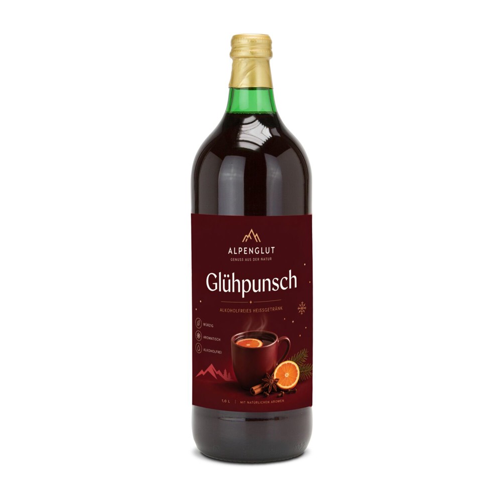 Glühpunsch, alkoholfrei - Flasche grün, mit Schraubverschluss, 1 l