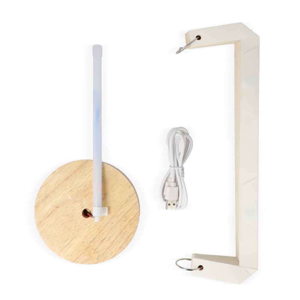 Coollux faltbare Papier-LED-Lampe Eos auf Holzsockel, 25 cm (Briefkastengröße)