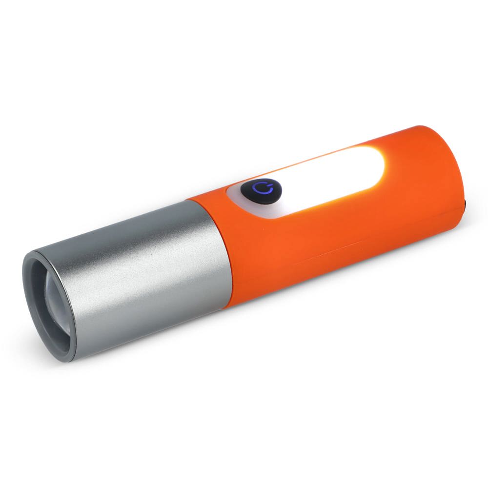 Wiederaufladbare 10-W-LED-Taschenlampe mit Zoomfunktion, 300 lm - Orange