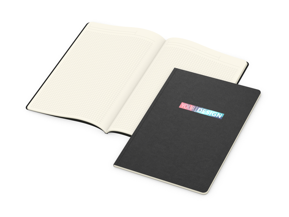 Notizbuch Copy-Book, A4, Winkelkaro, schwarz, Siebdruck-Digital