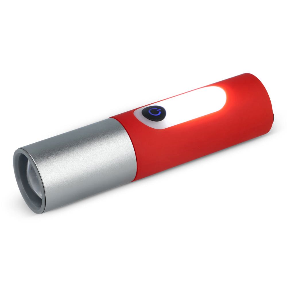 Wiederaufladbare 10-W-LED-Taschenlampe mit Zoomfunktion, 300 lm - Rot