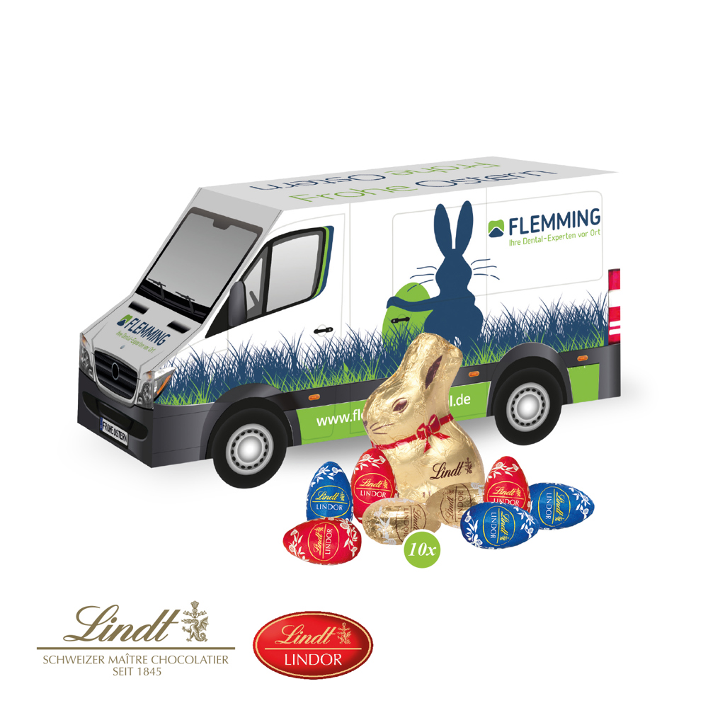 3D Präsent "Transporter" Ostern mit Lindt Schokoladenmischung